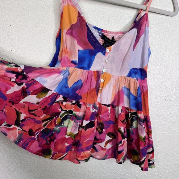 French Connection Top Womens 0 Multicolor Floral Abstract Peplum Cami Tank - Picture 6 of 10